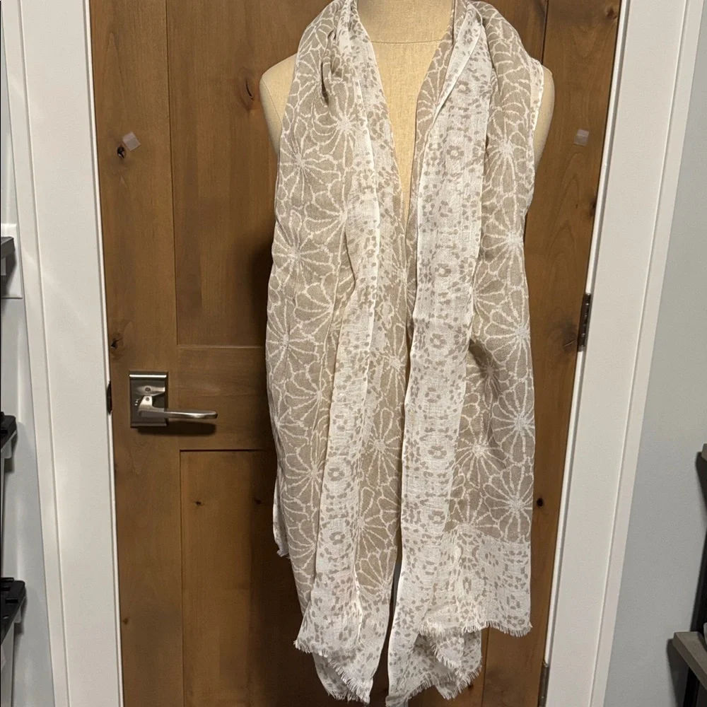 Pistil Viscose/Wool infinity scarf Womens OS sheer Beige/White floral Bohemian